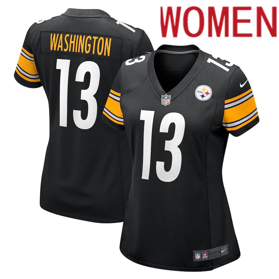 Women Pittsburgh Steelers 13 James Washington Nike Black Game NFL Jersey